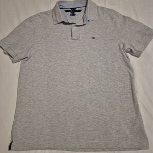 TOMMY HILFIGER Gray Polo Men's Shirt XL 100% Cotton